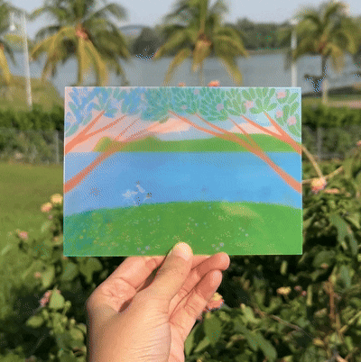 Lenticular Mini Print - Cycling Around the Lake