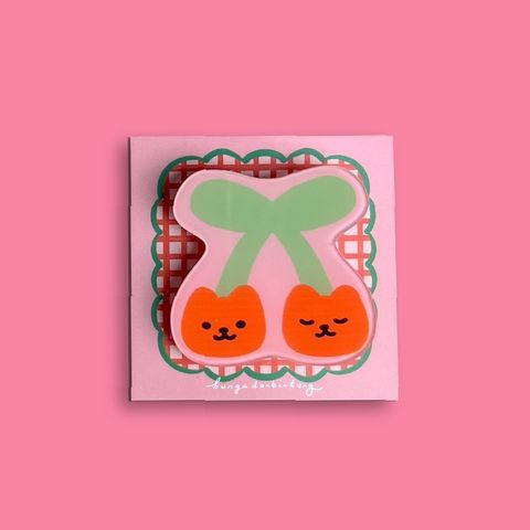 Cherry Cat Acrylic Pin