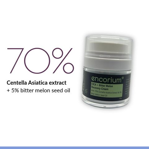 Encorium CICA + Bitter Melon Recovery Cream with 70% centella extract and 5% bitter melon seed oil