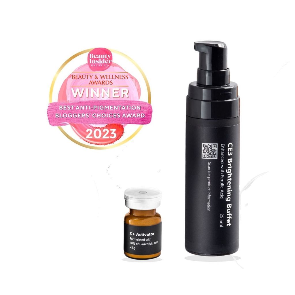 Encorium CE3 Brightening Buffet and C+ Activator, winner of Best Anti-Pigmentation, Bloggers' Choice Award, Beauty Insider Malaysia Beauty & Wellness Awards 2023.