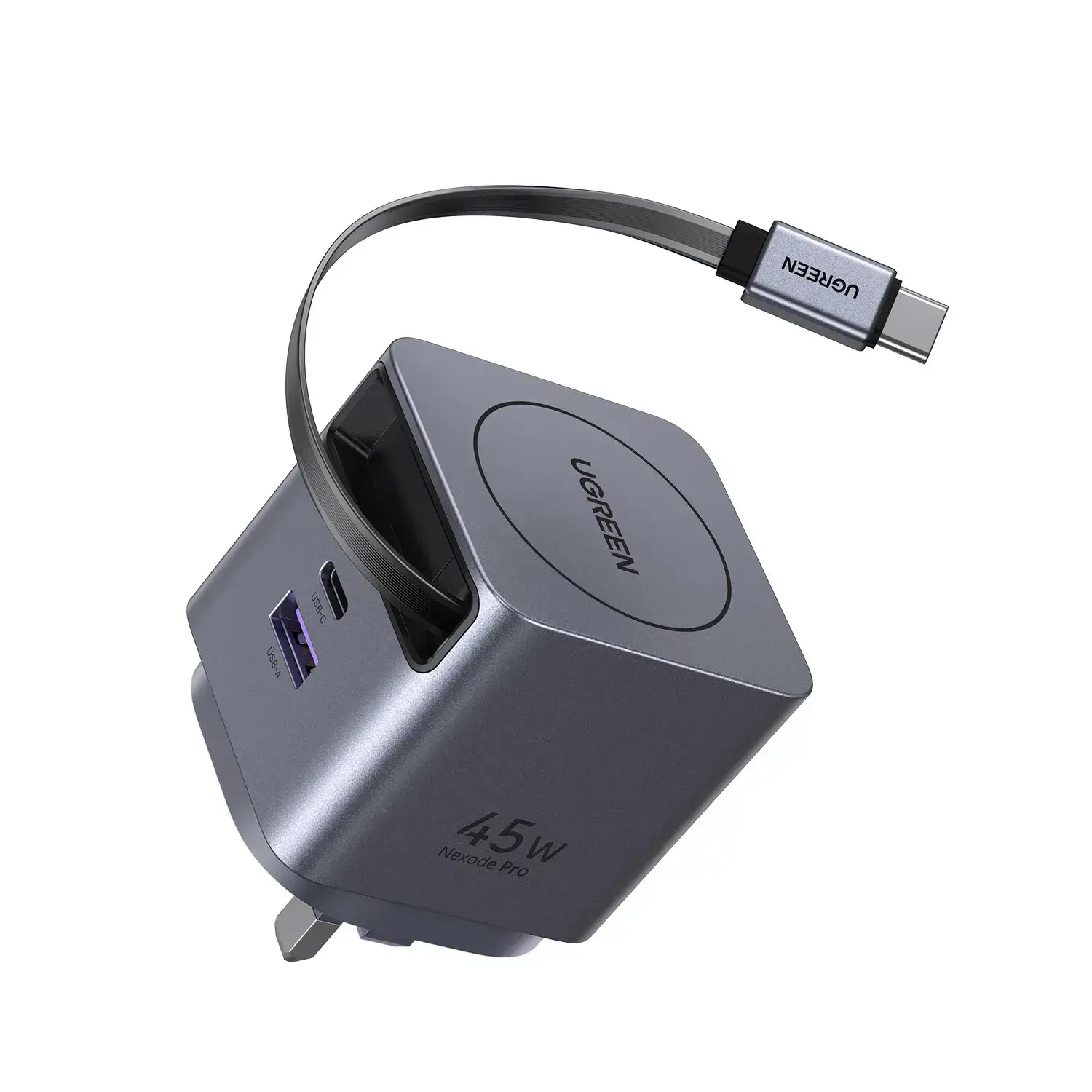 UGREEN-Nexode-Pro-45W-GaN-USB-A_1-Type-C_1-Fast-Charger-with-Retractable-Cable-1-3