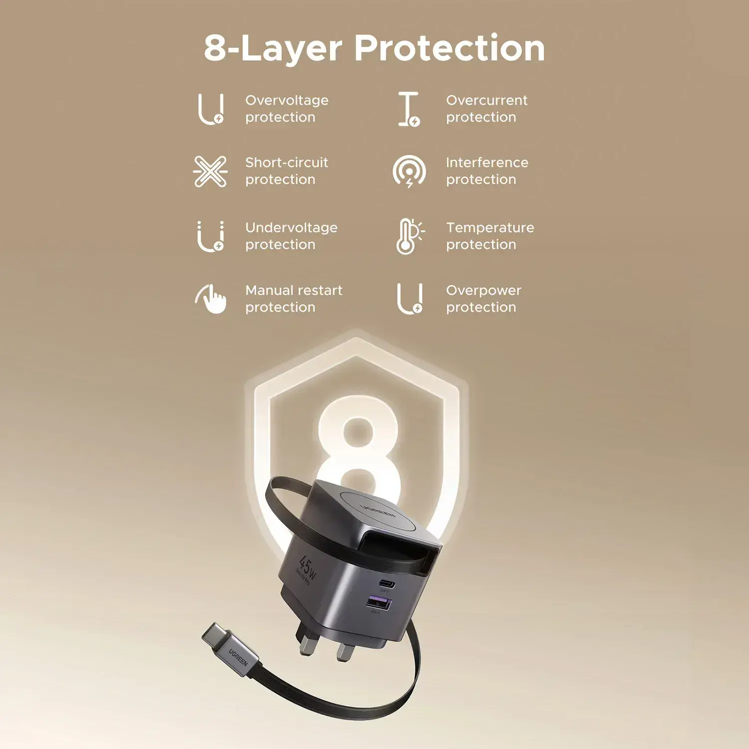 UGREEN-Nexode-Pro-45W-GaN-USB-A_1-Type-C_1-Fast-Charger-with-Retractable-Cable-4