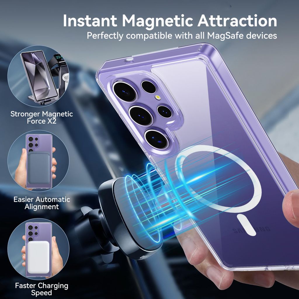 Samsung S25 Crystal Transparent Protection Case with Magnetic 3