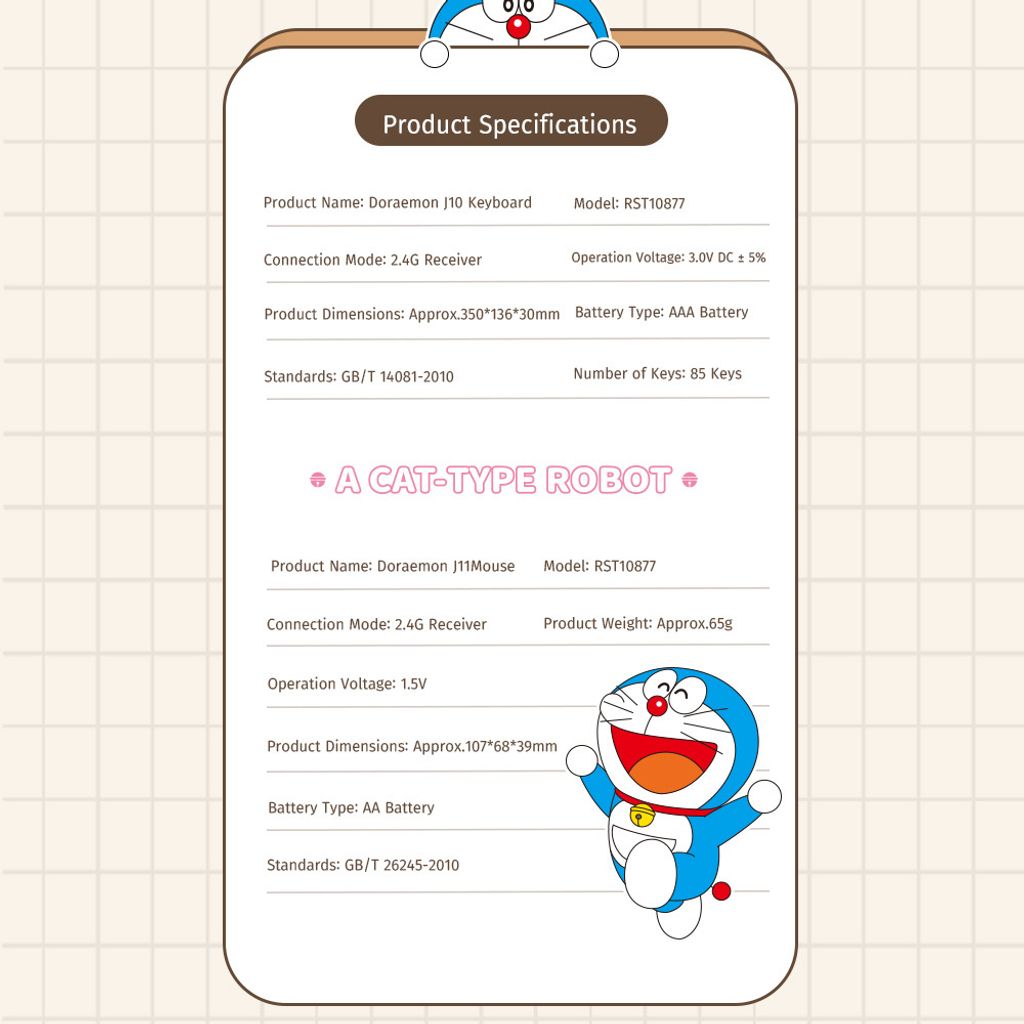 ROCK Doraemon J10 Keyboard and Mouse Kit 10