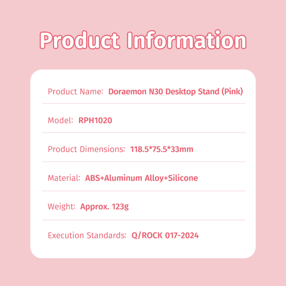 ROCK Doraemon N30 Desktop Stand (Pink) 11