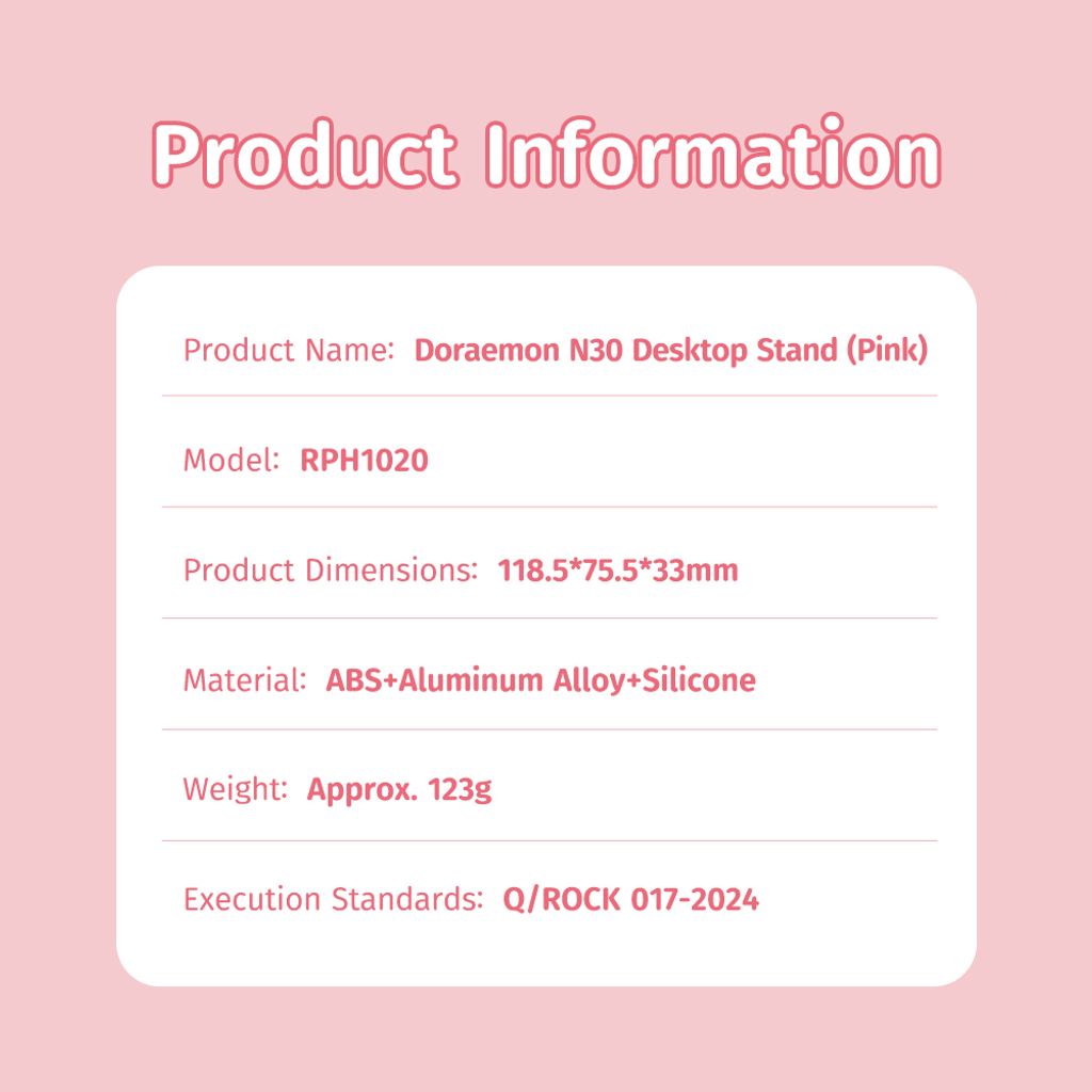 ROCK Doraemon N30 Desktop Stand (Pink) 11