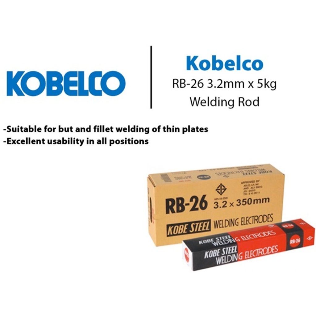 KOBELCO WELDING ELECTRODE RB26 KOBE WELD RODS (2.6MM)/(3.2MM)/(4.0MM