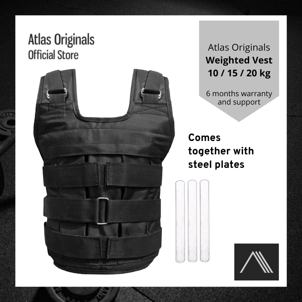 Weighted Vest Steel Plates 10kg 15kg 20kg Atlas Originals