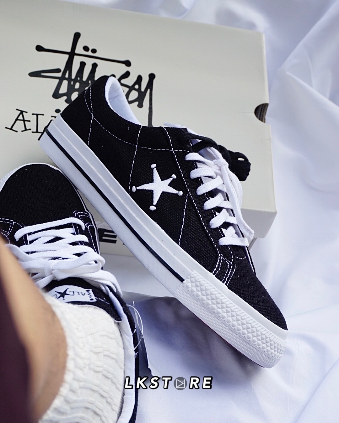 Converse X Stussy One Star 一星 黑白 聯名 173120c 帆布鞋 情侶鞋