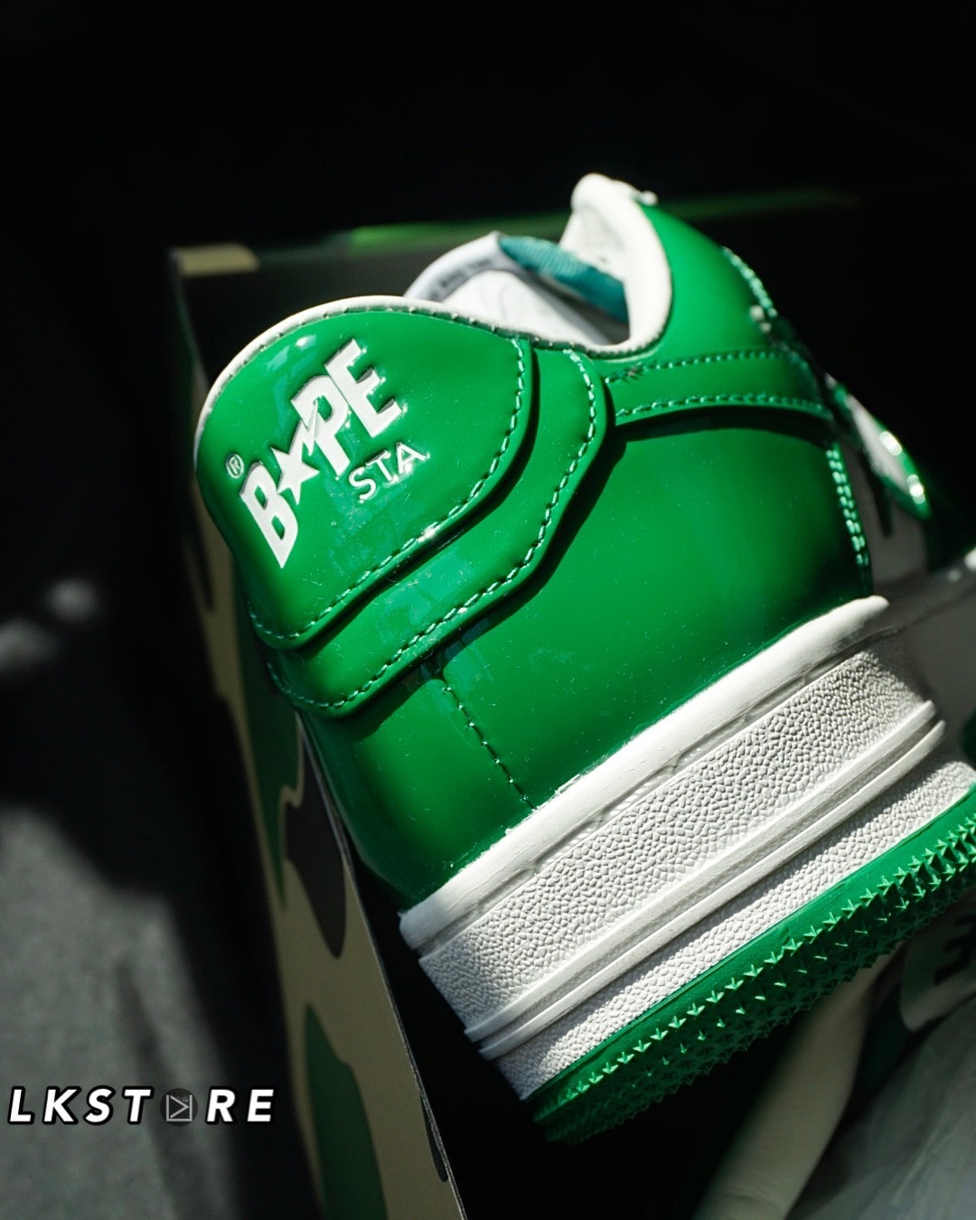 Bape Sta Low 亮皮2022新款綠色猿人漆皮M19X002 板鞋a bathing ape