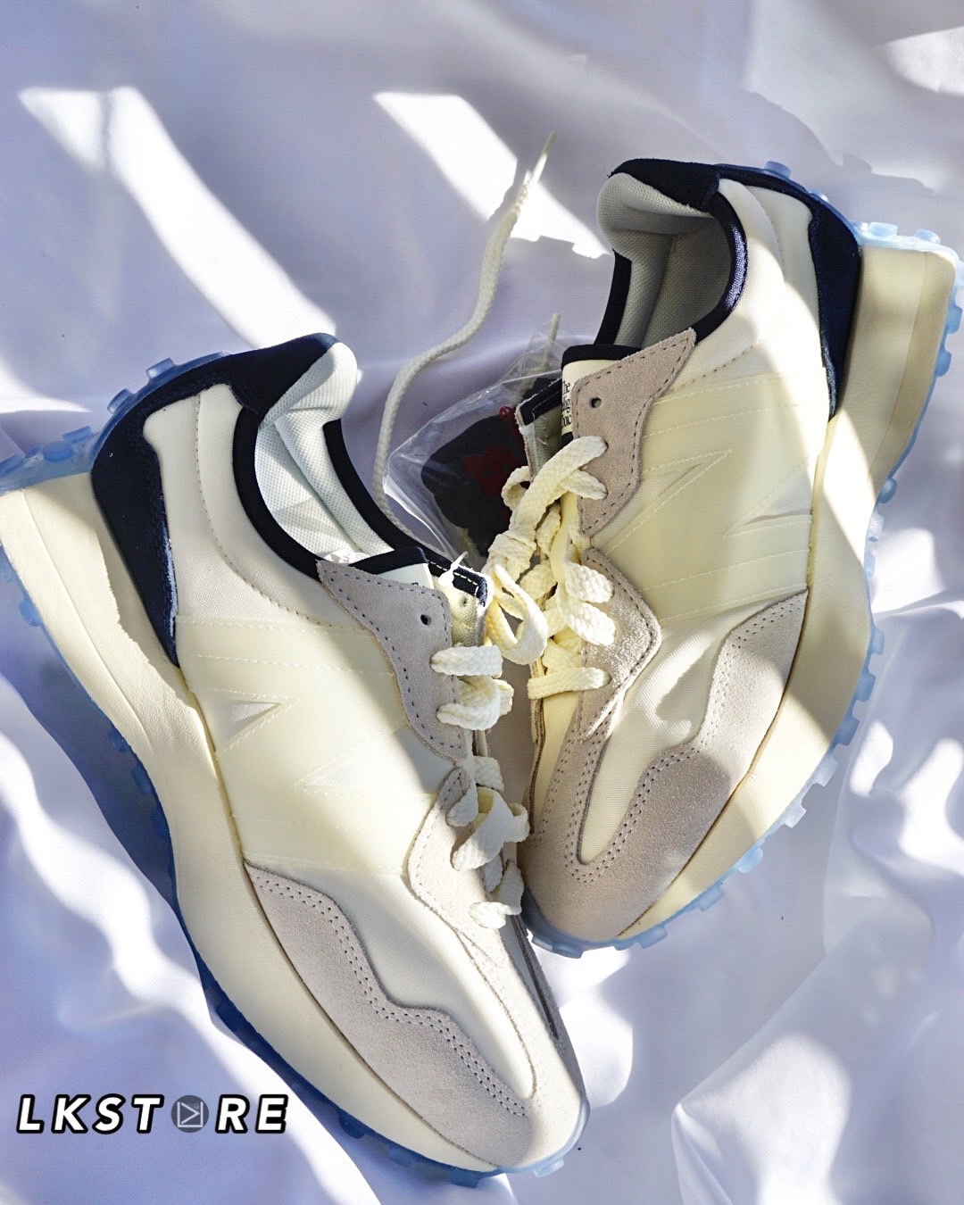 New balance 327 X ANB Brand 白色藏青藍透明冰底MS327AAC 男鞋