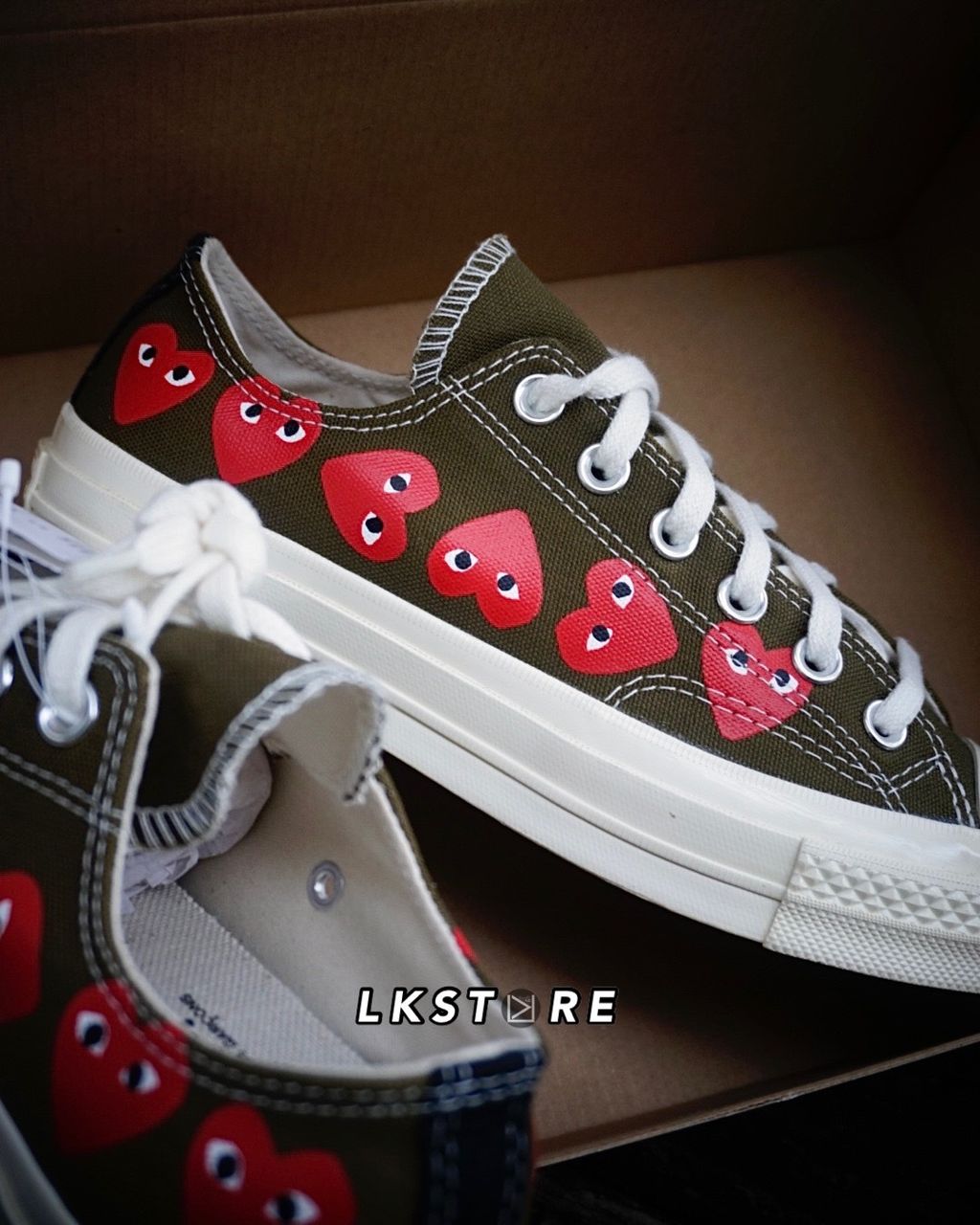 Converse Chuck Taylor 1970s x CDG Play 川久保玲 愛心 軍綠 多顆愛心 聯名 162976C 帆布鞋 cdg綠