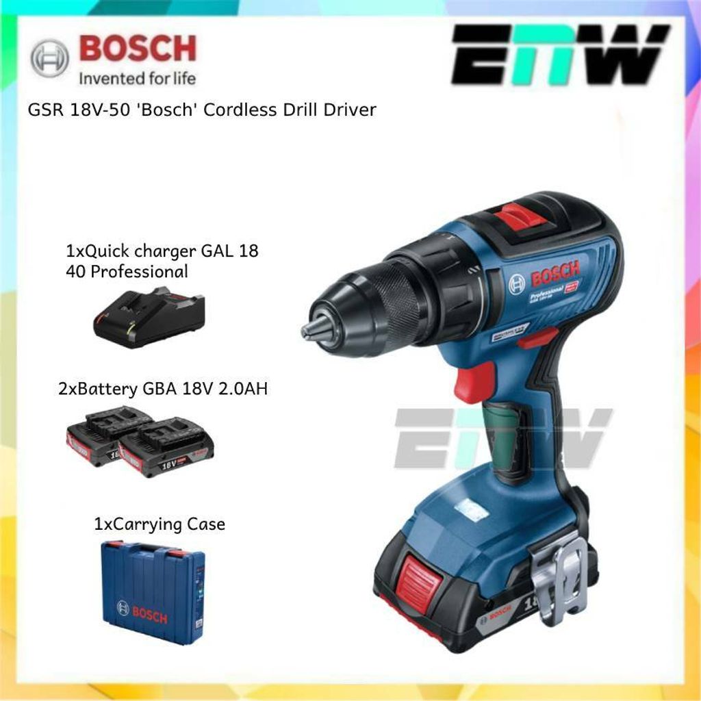 GSR 18V-50 'Bosch' Cordless Drill Driver – ENW Hardware