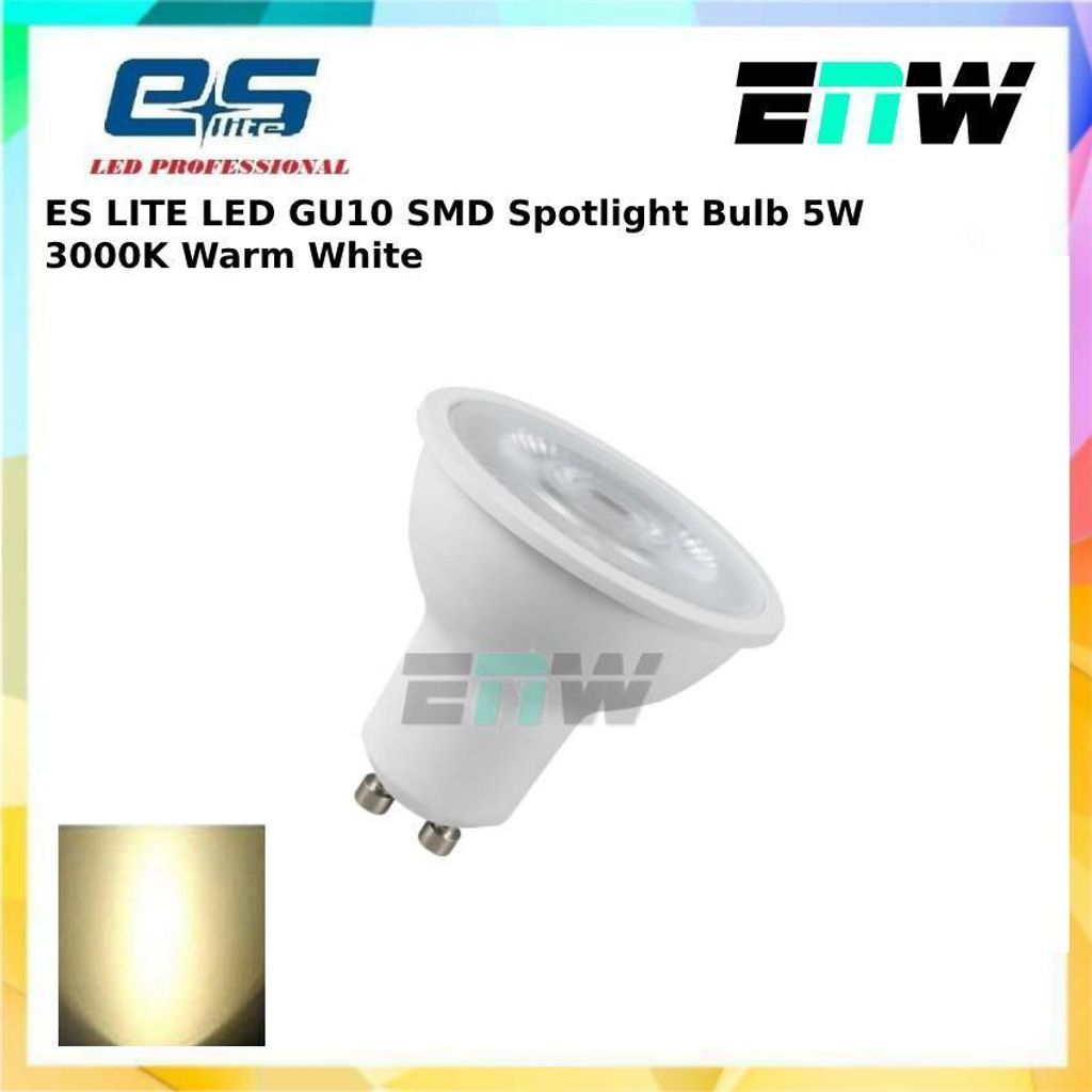 ES LITE LED GU10 SMD Spotlight Bulb 5W 3000K Warm White – ENW Hardware