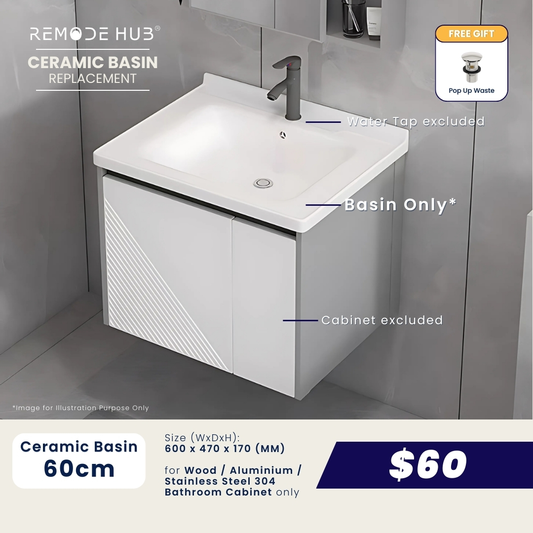 Ceramic Basin (60cm) - AluminiumSUS Cabinet