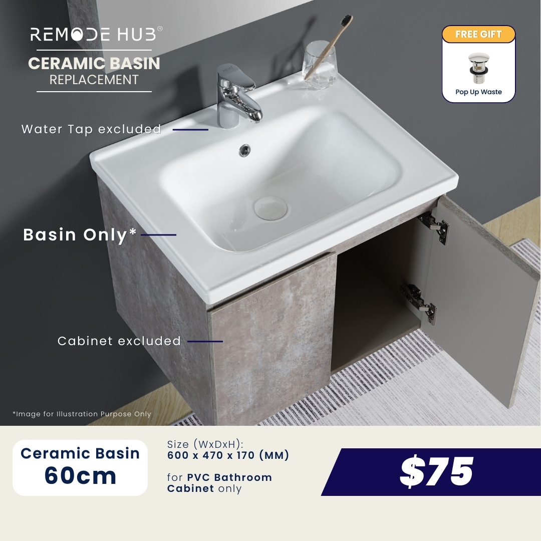 Ceramic Basin (60cm) - PVC Cabinet
