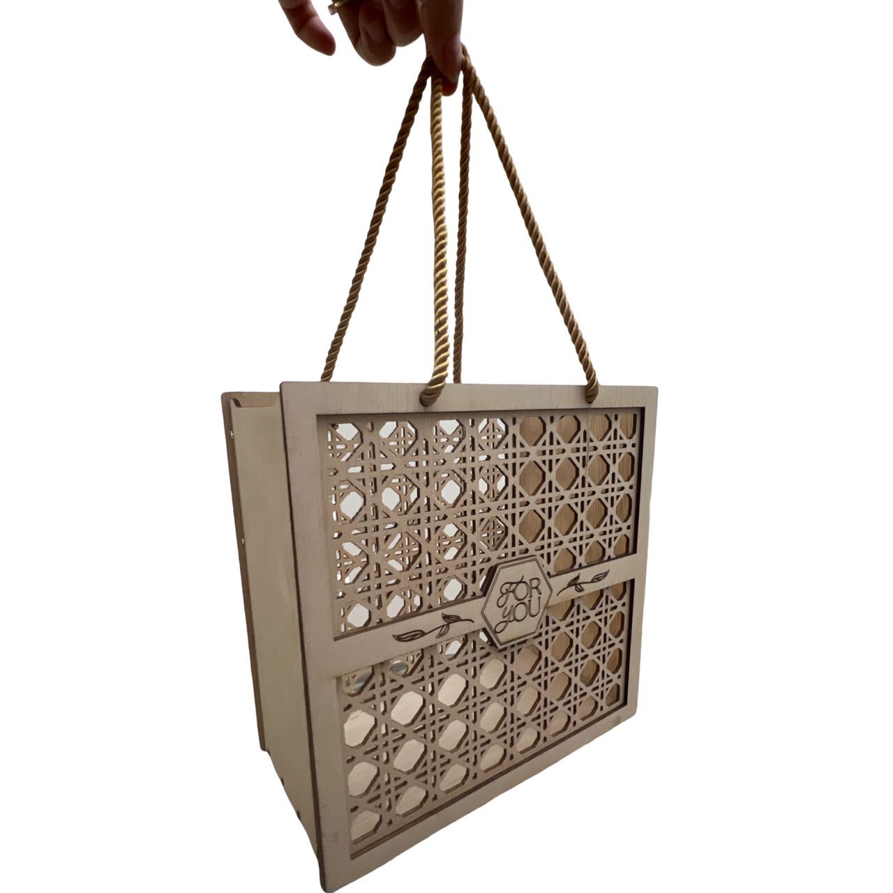 Rattan-Lattice Style Laser-Cut Wooden Gift 10