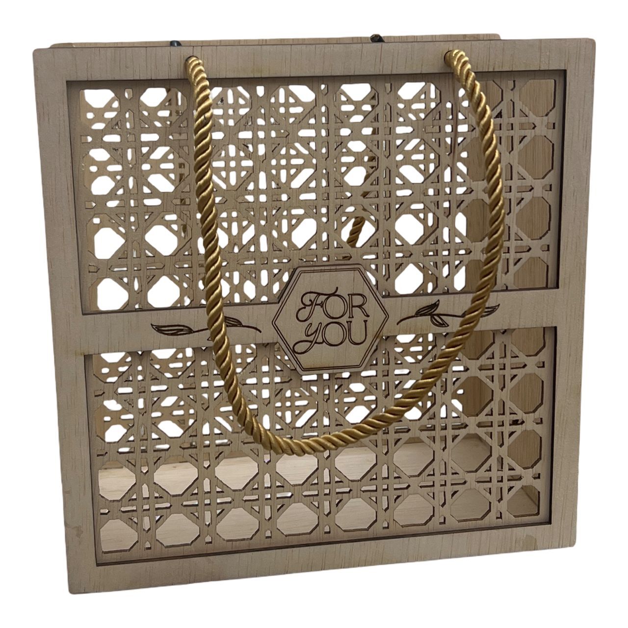 Rattan-Lattice Style Laser-Cut Wooden Gift 1
