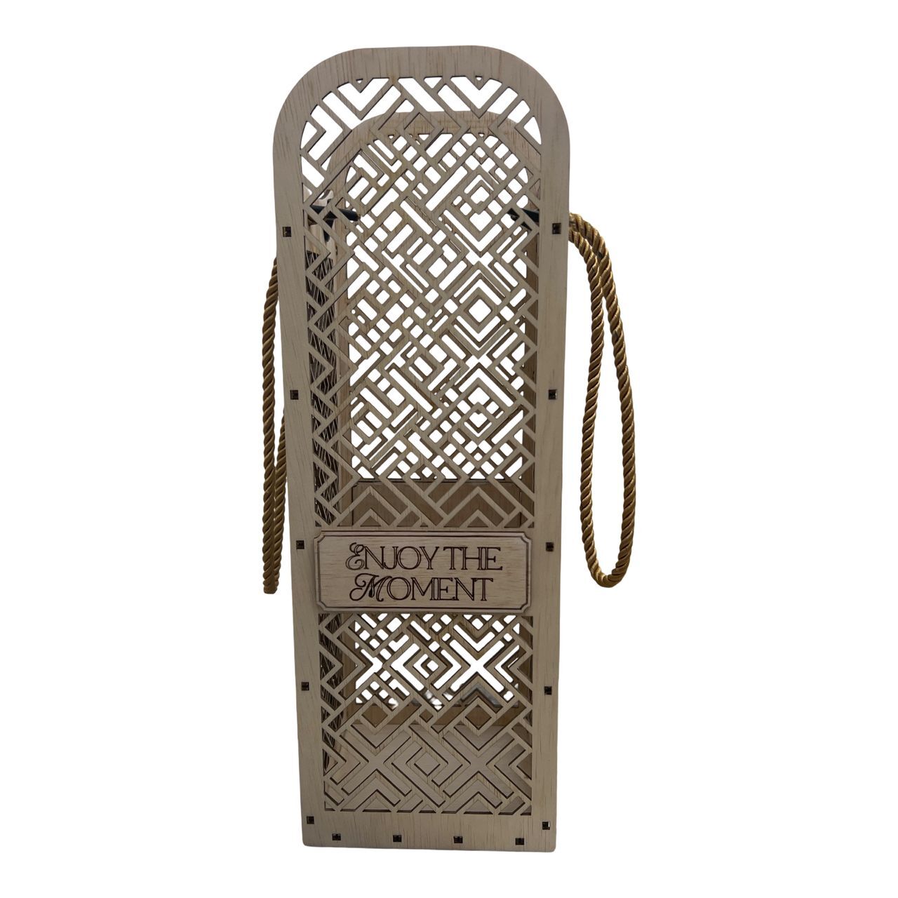 Tall Geometric Laser-Cut Wooden Wine Gift Box 3
