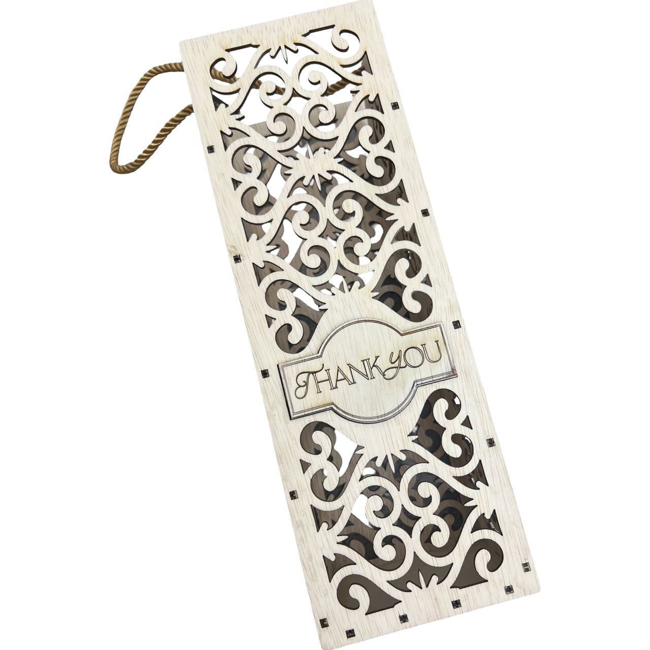 Tall Floral Laser-Cut Wooden Wine Gift Box 5