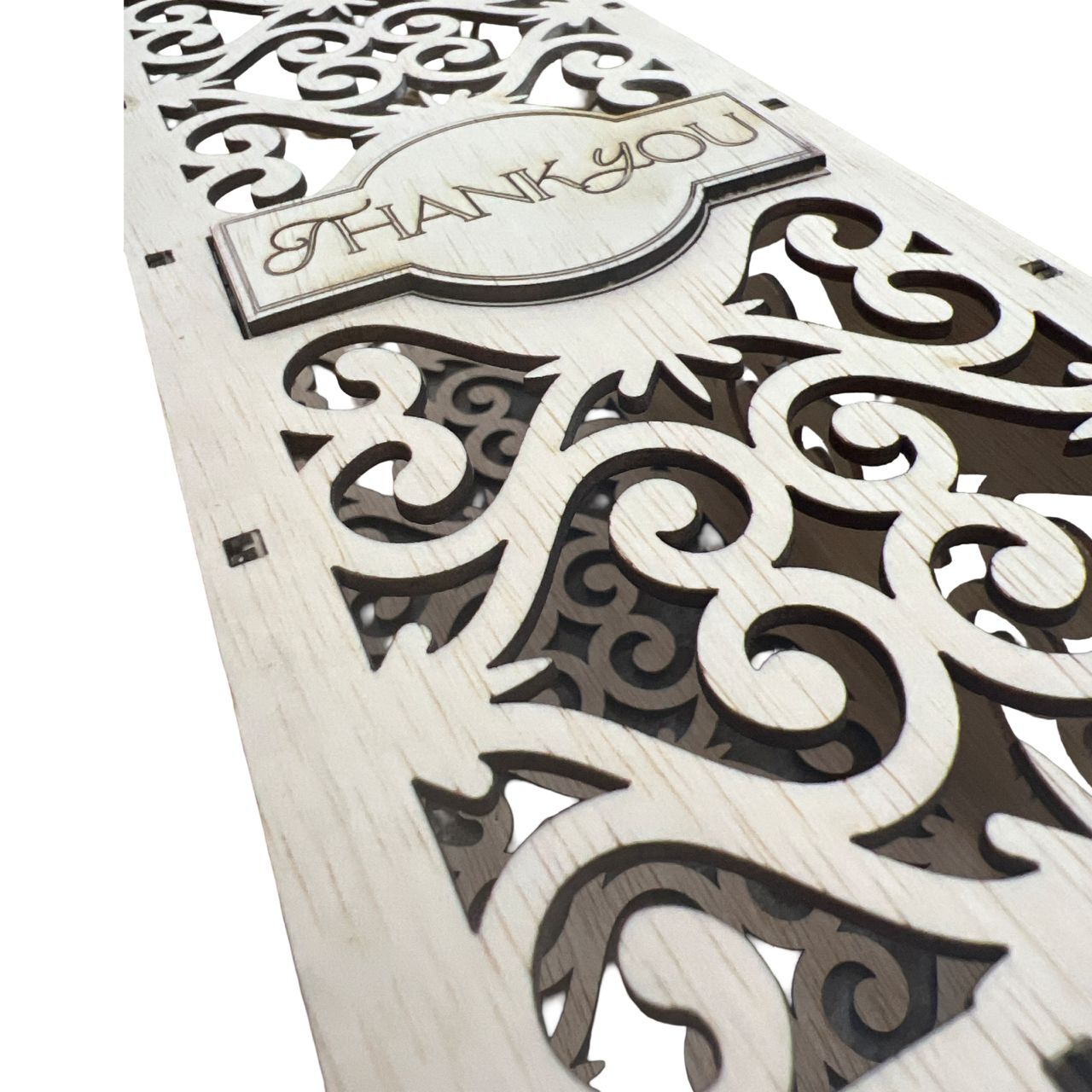Tall Floral Laser-Cut Wooden Wine Gift Box 7