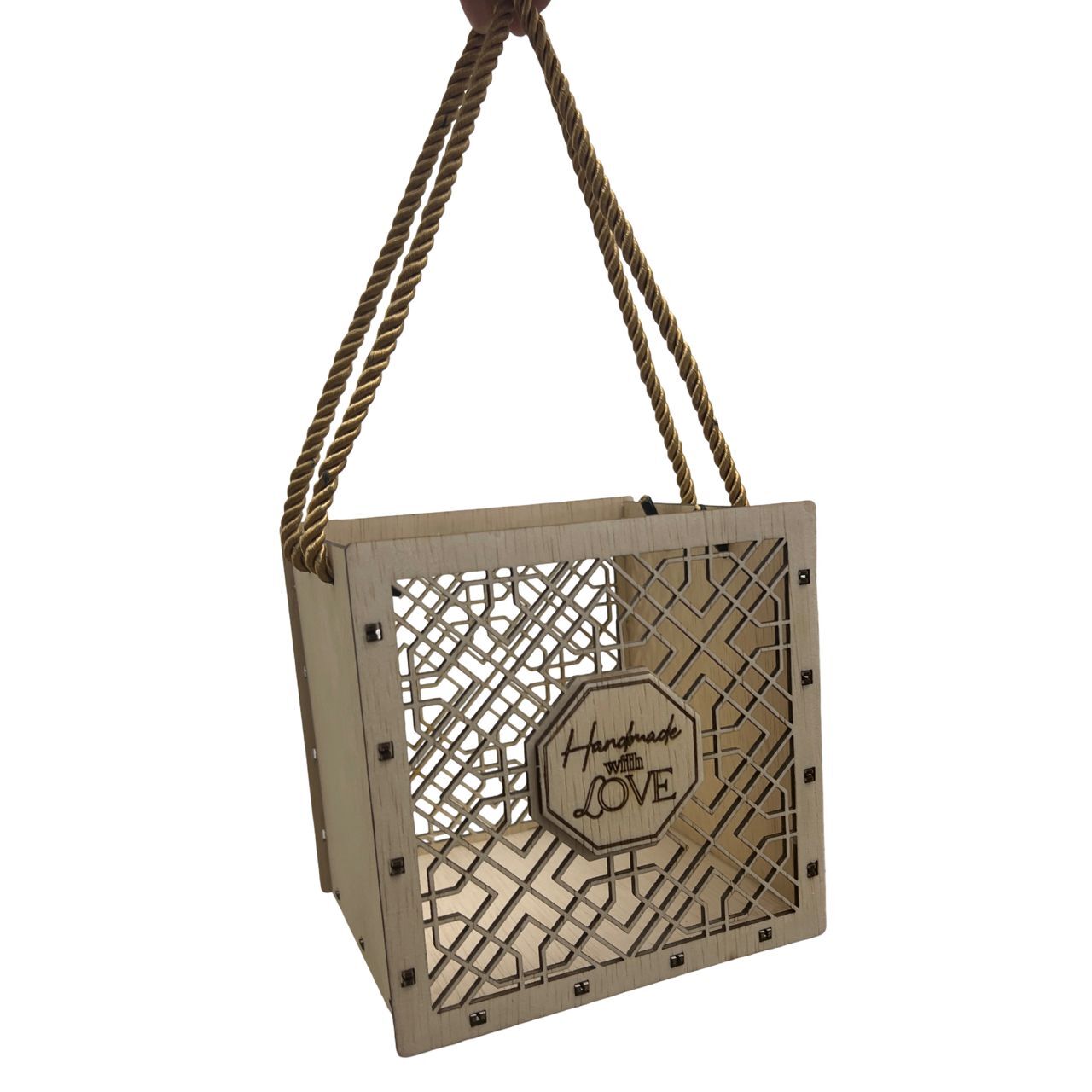 Small Geometric Laser-Cut Wooden Gift Box 3