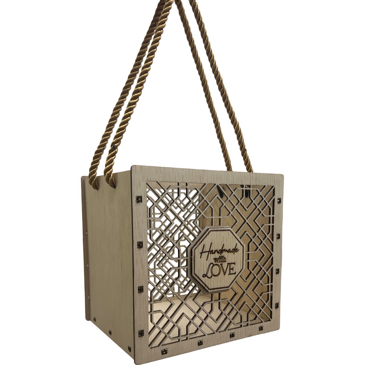 Small Geometric Laser-Cut Wooden Gift Box 2