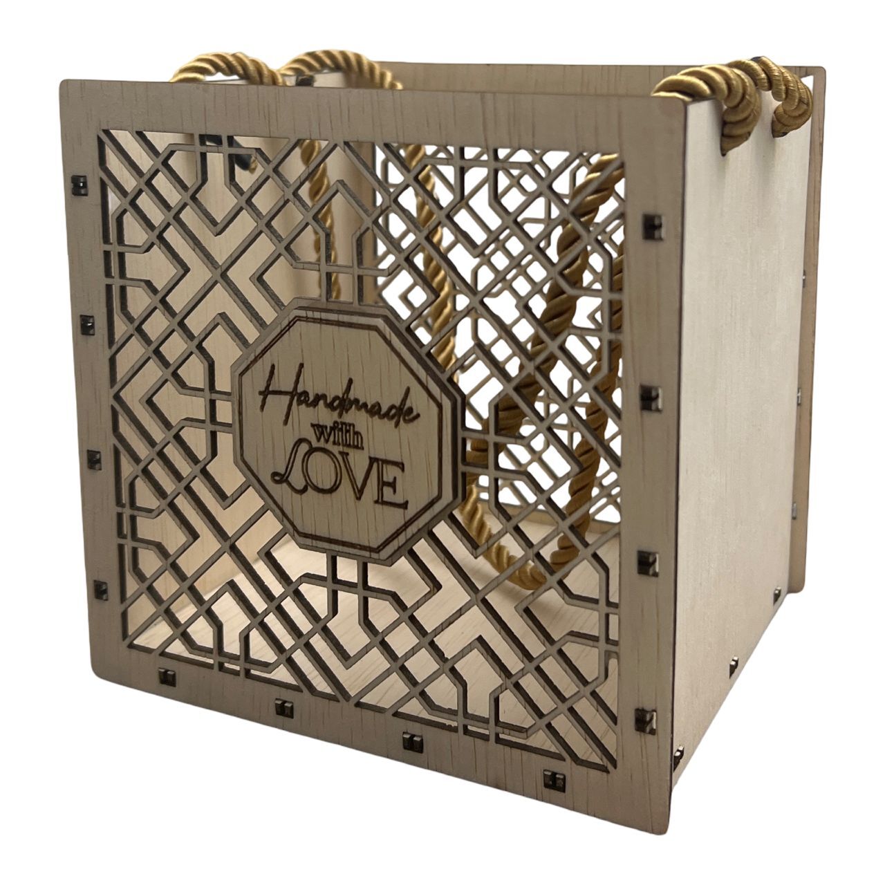 Small Geometric Laser-Cut Wooden Gift Box 8