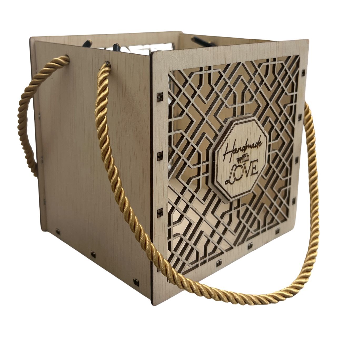 Small Geometric Laser-Cut Wooden Gift Box 5