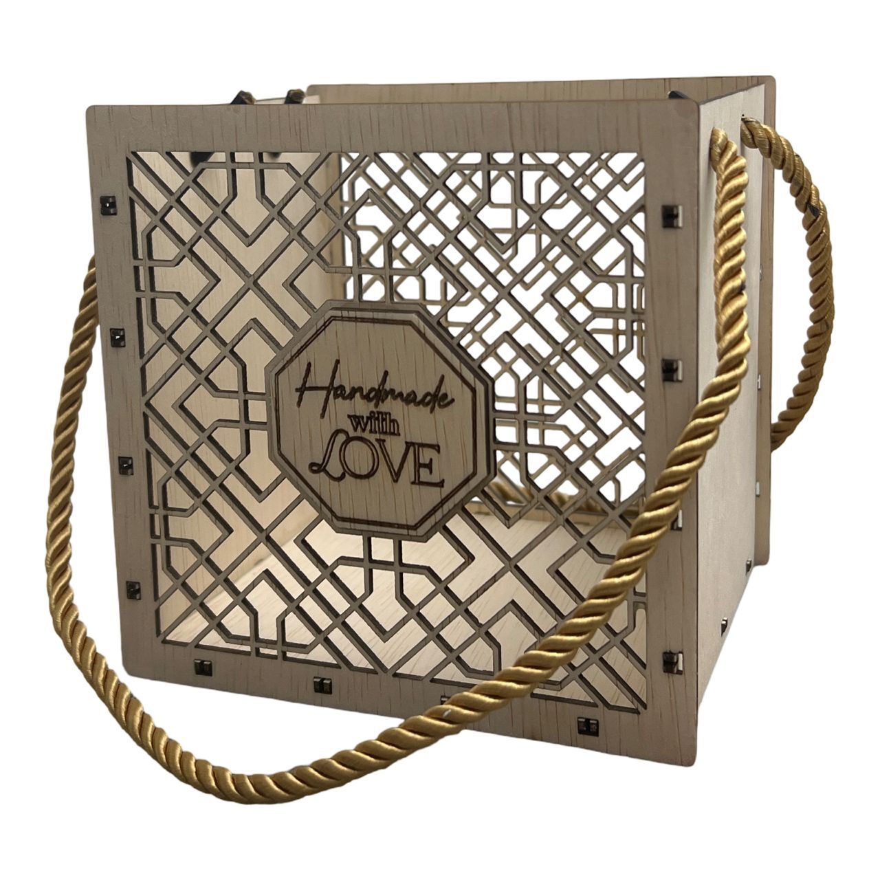 Small Geometric Laser-Cut Wooden Gift Box 7