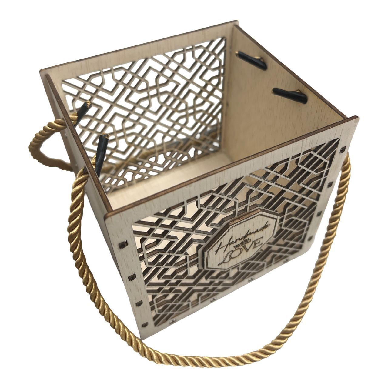 Small Geometric Laser-Cut Wooden Gift Box 6