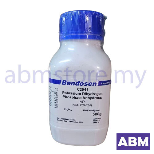 Potassium Dihydrogen Phosphate Anhydrous AR, Bendosen (500g)CAS No 7778-77-0