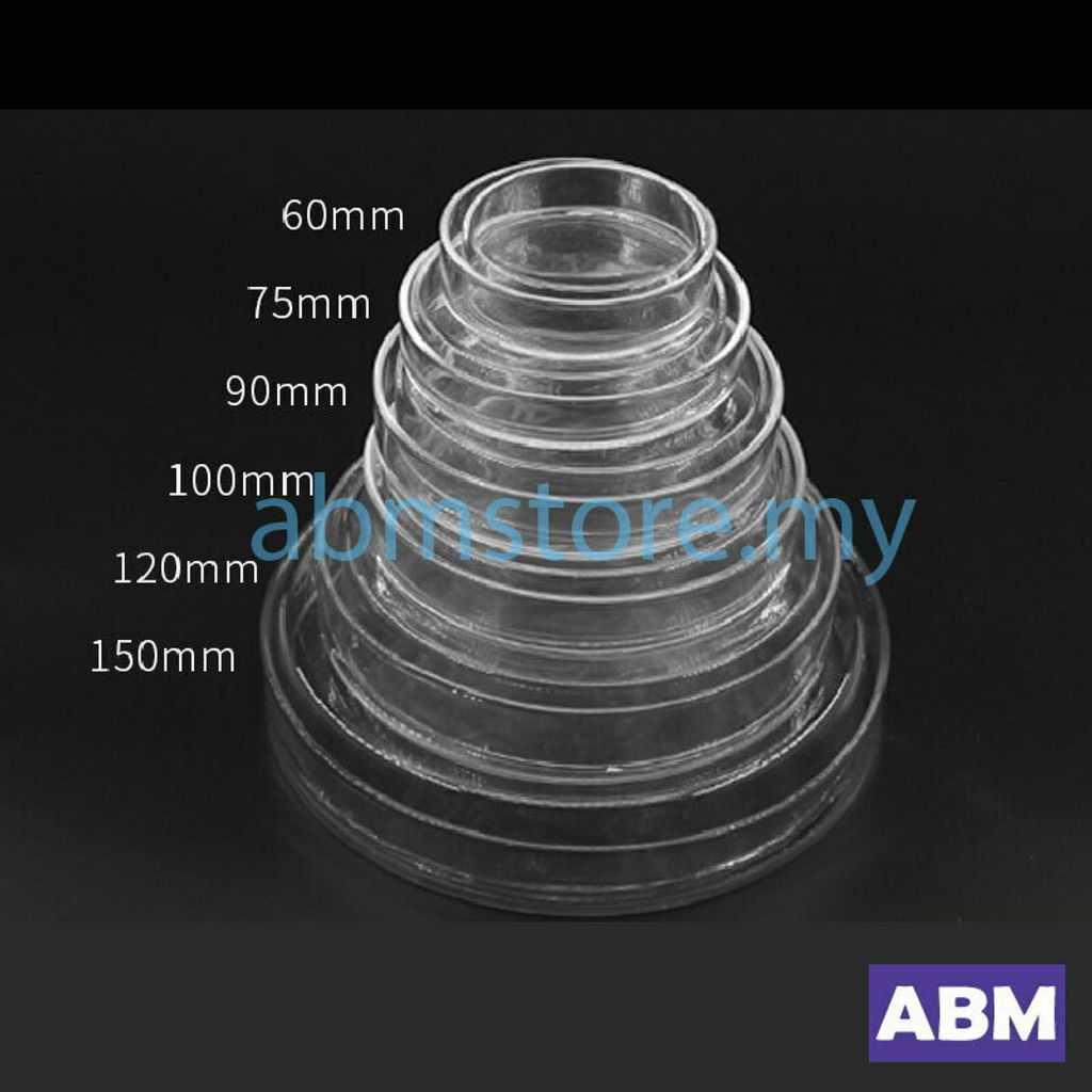 Petri Dish Borosilicate Glass Diameter 60mm/75mm/90mm/100mm/120mm