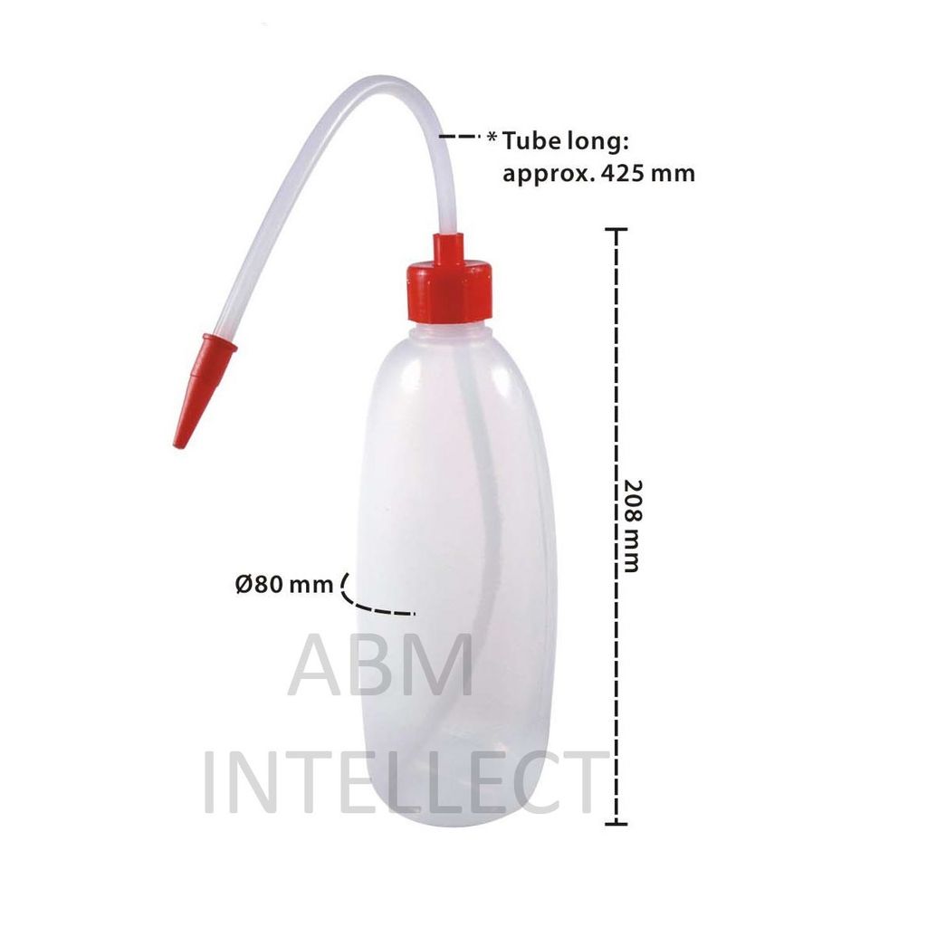 P0170-Wash Bottle Oval with cap & tube plastic 500ml-01