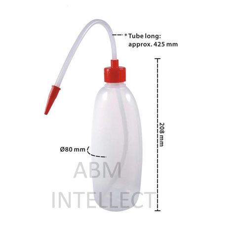 P0170-Wash Bottle Oval with cap & tube plastic 500ml-01