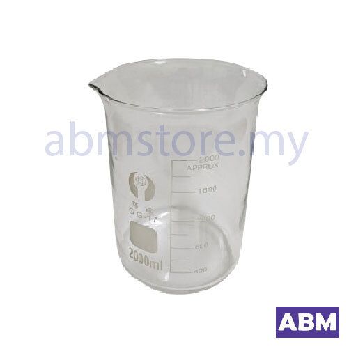 D1205 - BEAKER 2L LF BOROSILICATE GLASS-abmstore.my-01