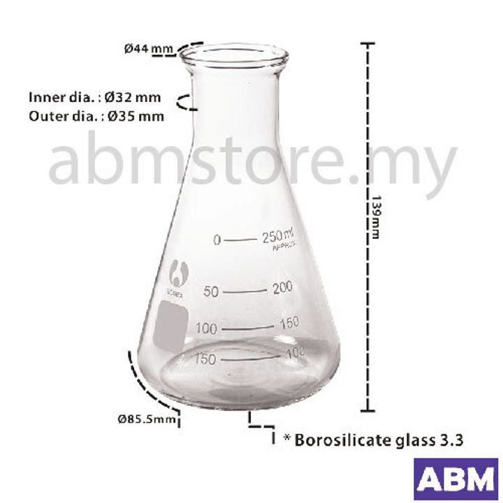G0088-Conical Flask n_m 250ml ,Bomex 1121-abmstore.my-01
