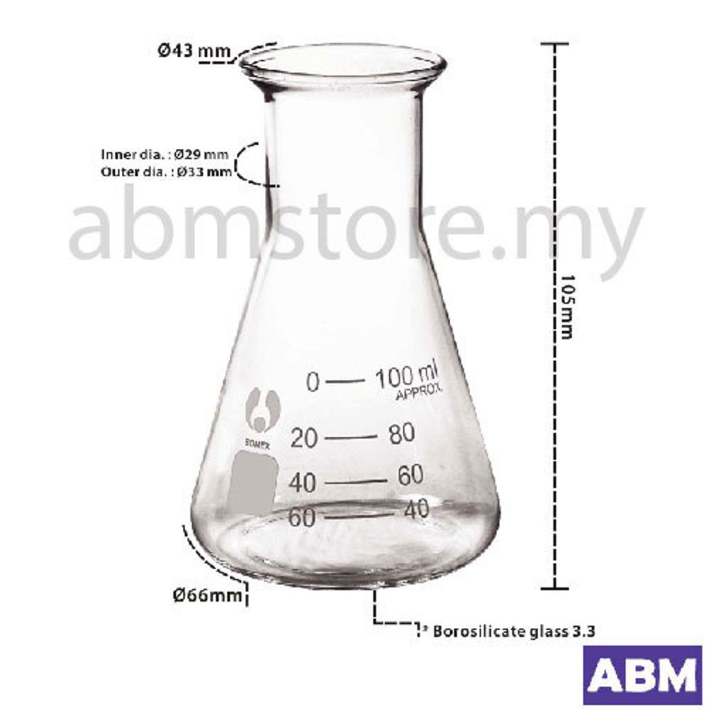 G0085-Flask Conical 100ml Flared Rim Bomex-01