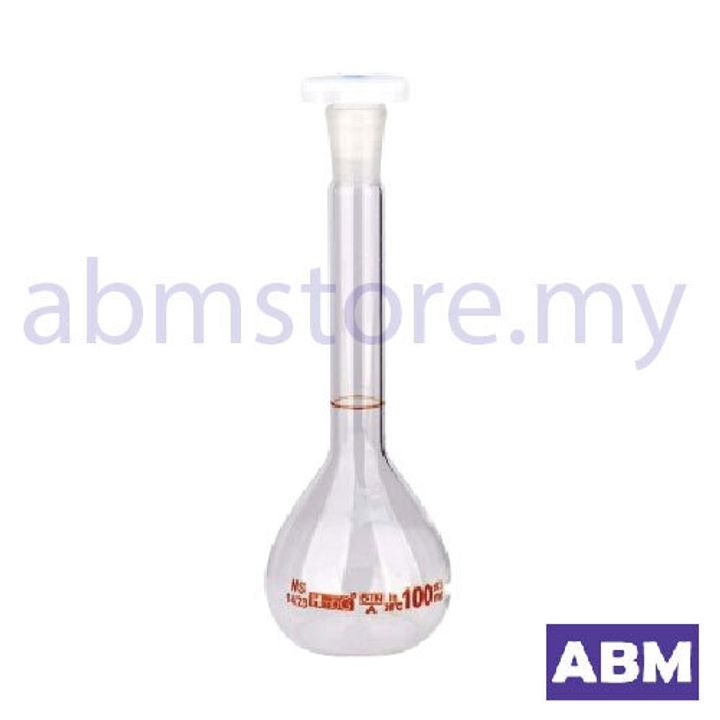 G1358-Volumetric Flask 100ml,P_S amber printed class A,HmbG-abmstore.my-01