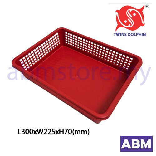 E1582-BASKET PLASTIC RECTANGULAR L300 x W225 x H70MM - GH2268 RED-01