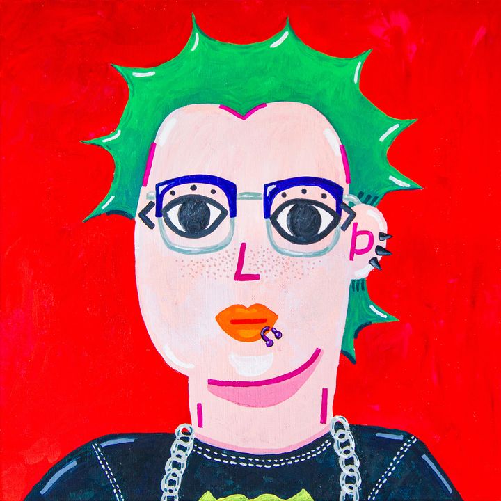 非典型眼鏡女子_魚羊-fisheeptung_Bertha_2024_40-40-4.5cm_-acrylic-on-canvas