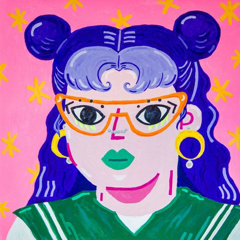 非典型眼鏡女子_魚羊-fisheeptung_Luna_2024_40-40-4.5cm_-acrylic-on-canvas