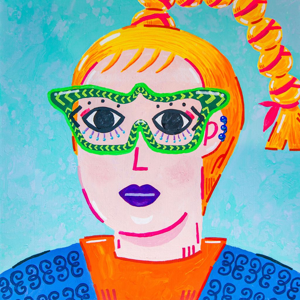 非典型眼鏡女子_魚羊-fisheeptung_Sandra_2024_40-40-4.5cm_-acrylic-on-canvas