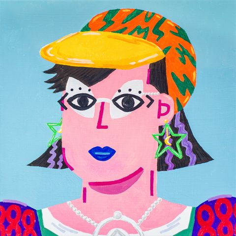 非典型眼鏡女子_魚羊-fisheeptung_Noel_2024_40-40-4.5cm_-acrylic-on-canvas