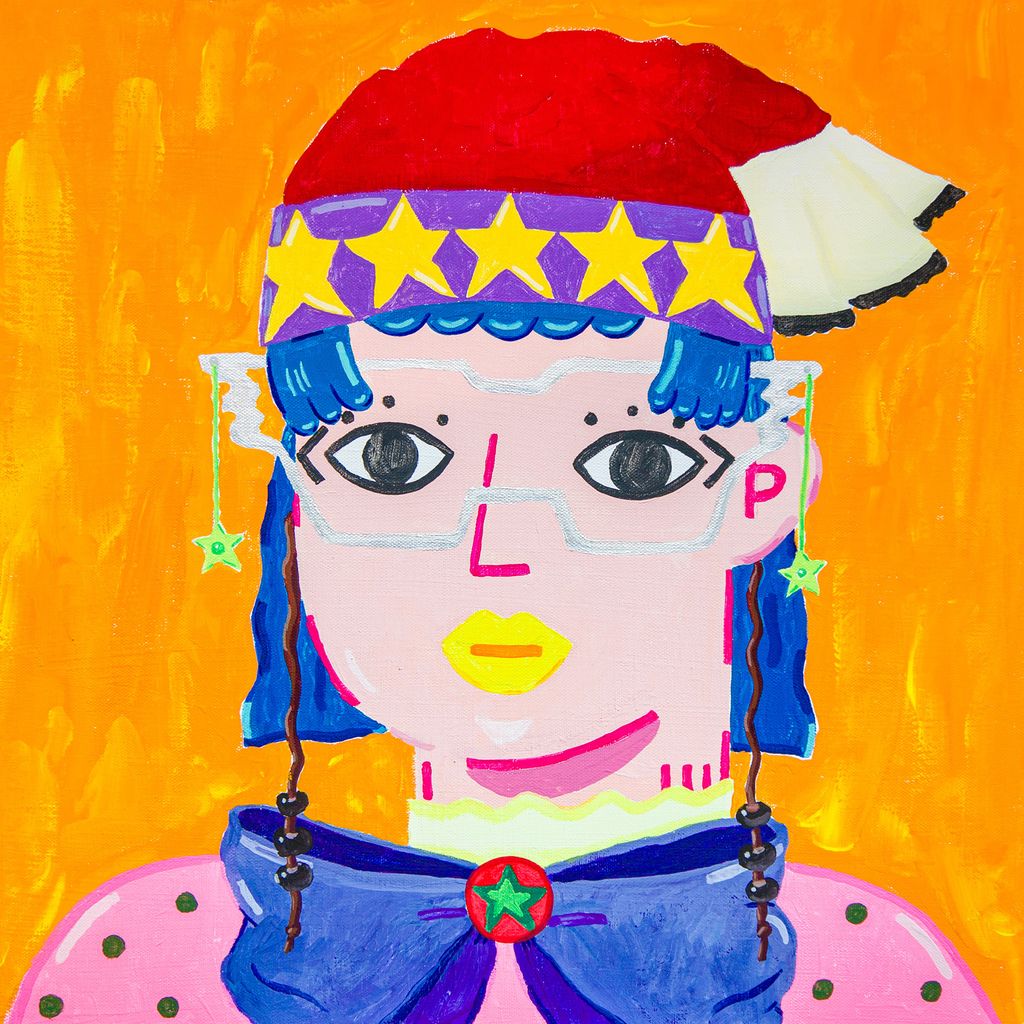 非典型眼鏡女子_魚羊-fisheeptung_Miki_2024_40-40-4.5cm_-acrylic-on-canvas