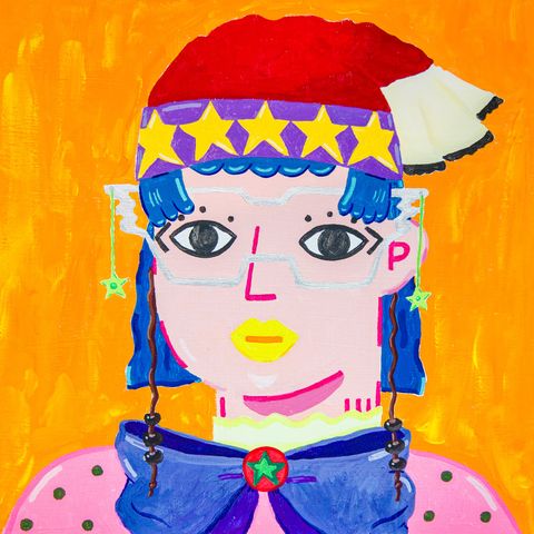 非典型眼鏡女子_魚羊-fisheeptung_Miki_2024_40-40-4.5cm_-acrylic-on-canvas