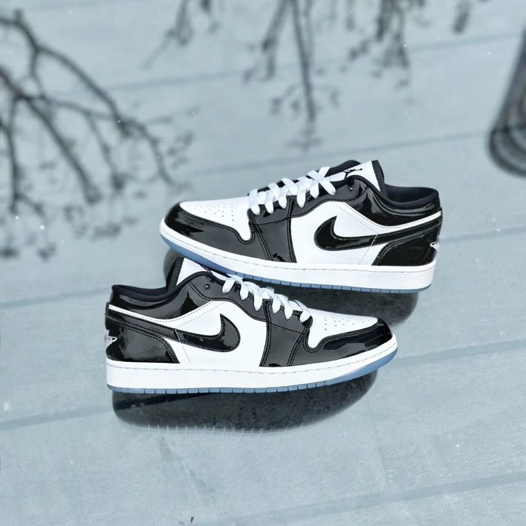 現貨熱賣) AIR JORDAN 1 LOW CONCORD 康扣漆皮黑白熊貓低筒冰底DV1309