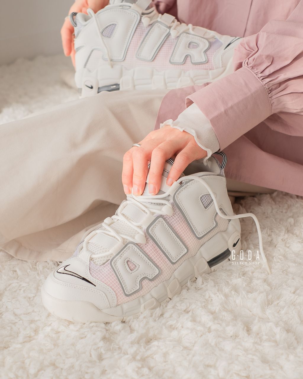 現貨) NIKE AIR MORE UPTEMPO GS 粉紫漸變米白大AIR 氣墊女鞋DQ0514