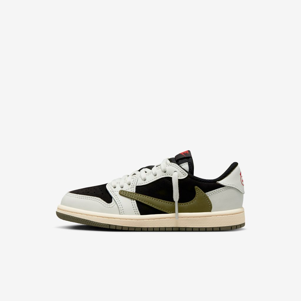 超限量聯名) TRAVIS SCOTT X AIR JORDAN 1 LOW OLIVE PS 橄欖綠倒鉤中