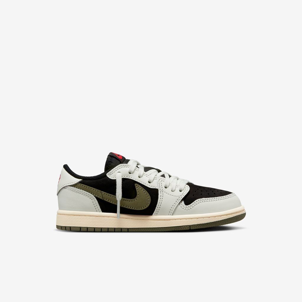 超限量聯名) TRAVIS SCOTT X AIR JORDAN 1 LOW OLIVE PS 橄欖綠倒鉤中